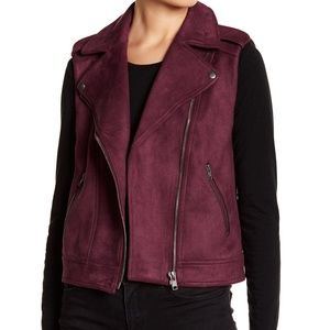 philosophy faux suede moto vest XL maroon